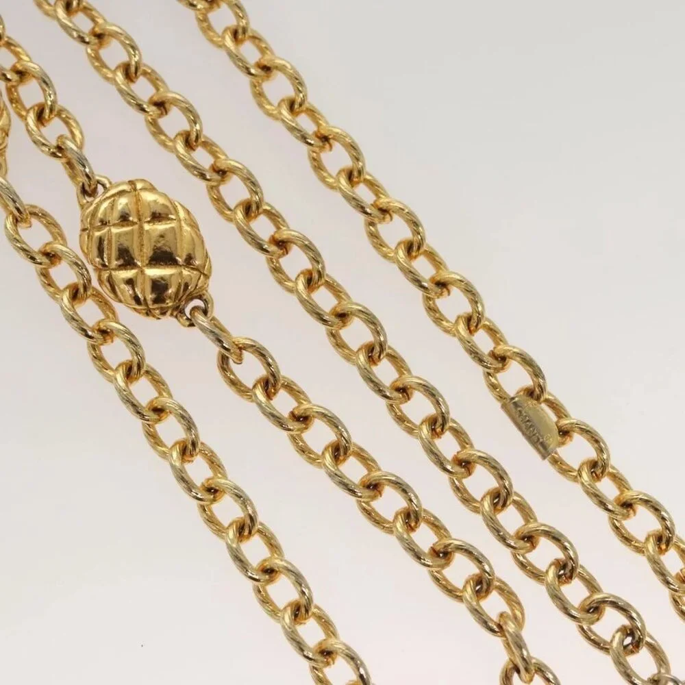 CHANEL Chain Belt metal Gold CC Auth bs25545